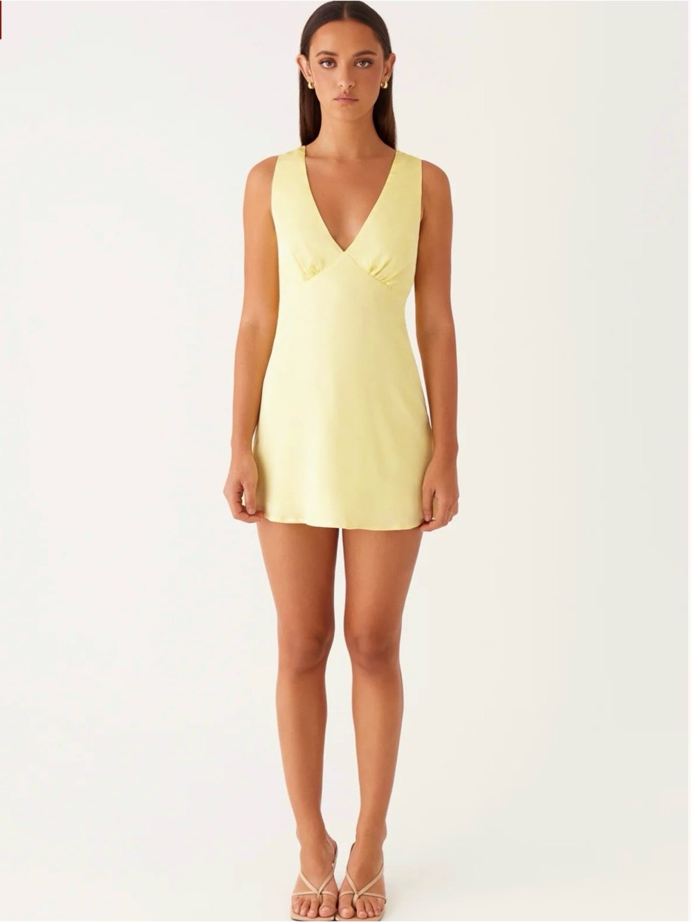 Peppermayo Butter Yellow Satin Mini Wedding Guest Dress 📐US2/AU6 NWT